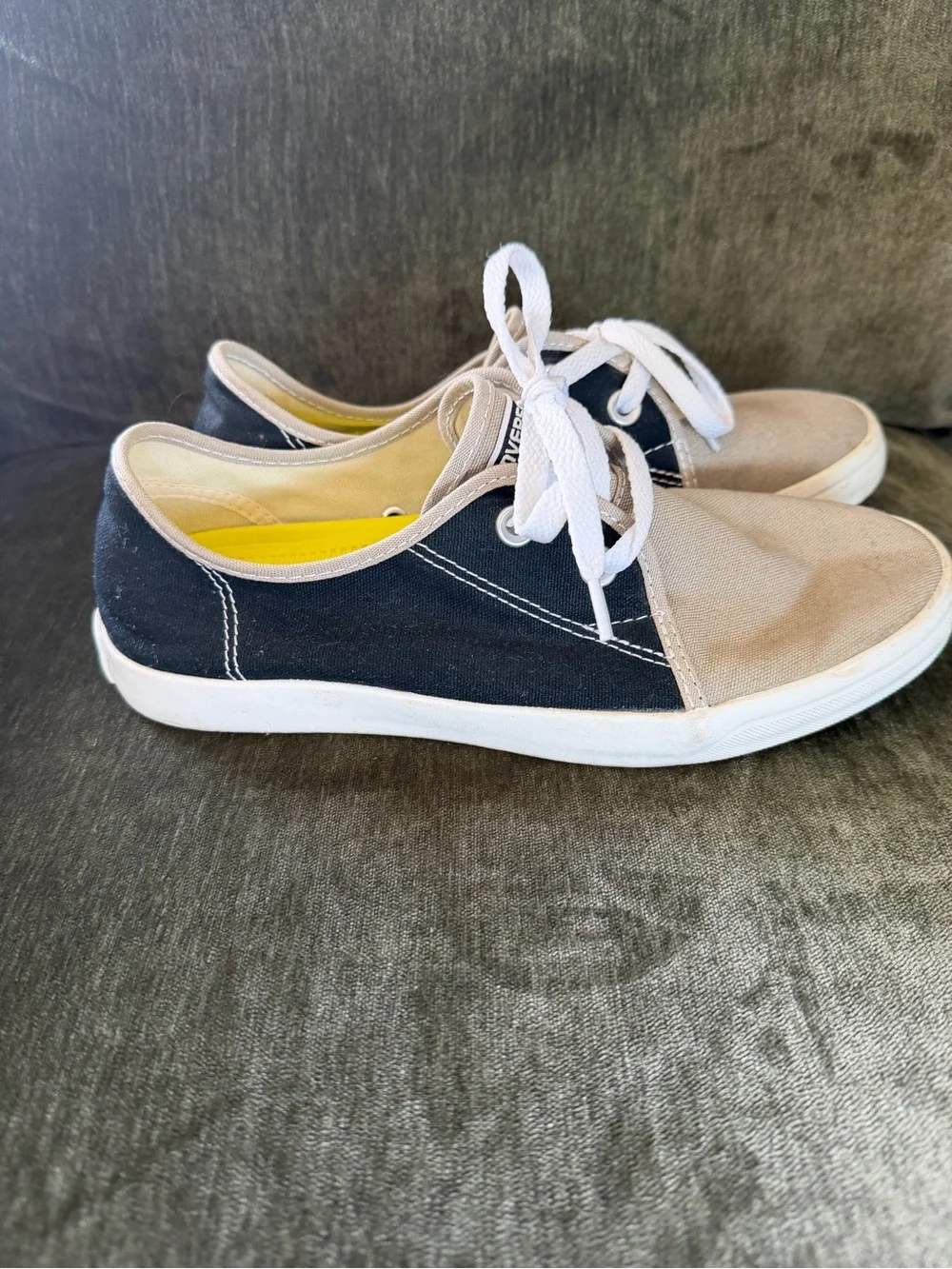 Converse Two-Tone Canvas Low Tops in Beige, black